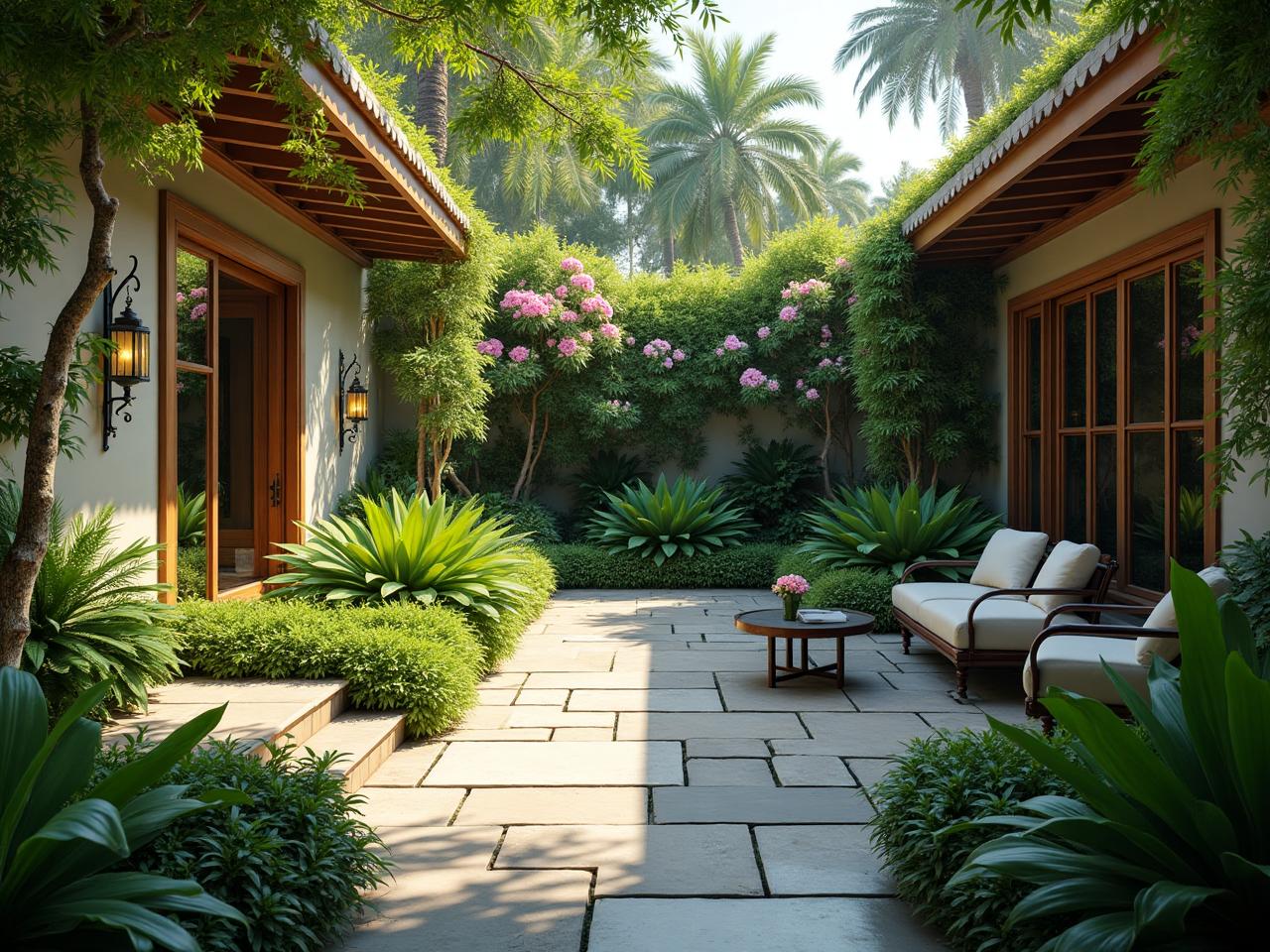 Peaceful garden courtyard